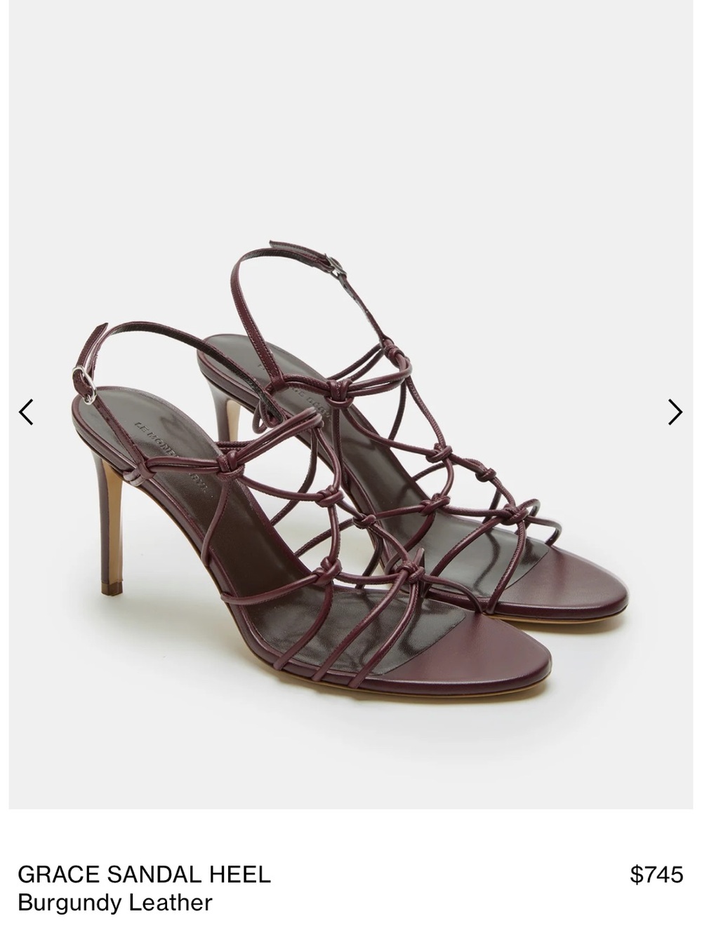 Grace sandal heel 
Burgundy leather